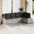 Gartensofa-set 5 pcs Hellgrau Poly-Rattan