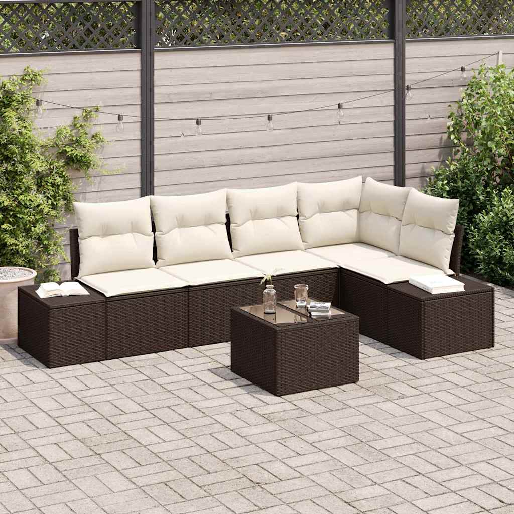 Gartensofa-set 6 pcs Braun Poly-Rattan