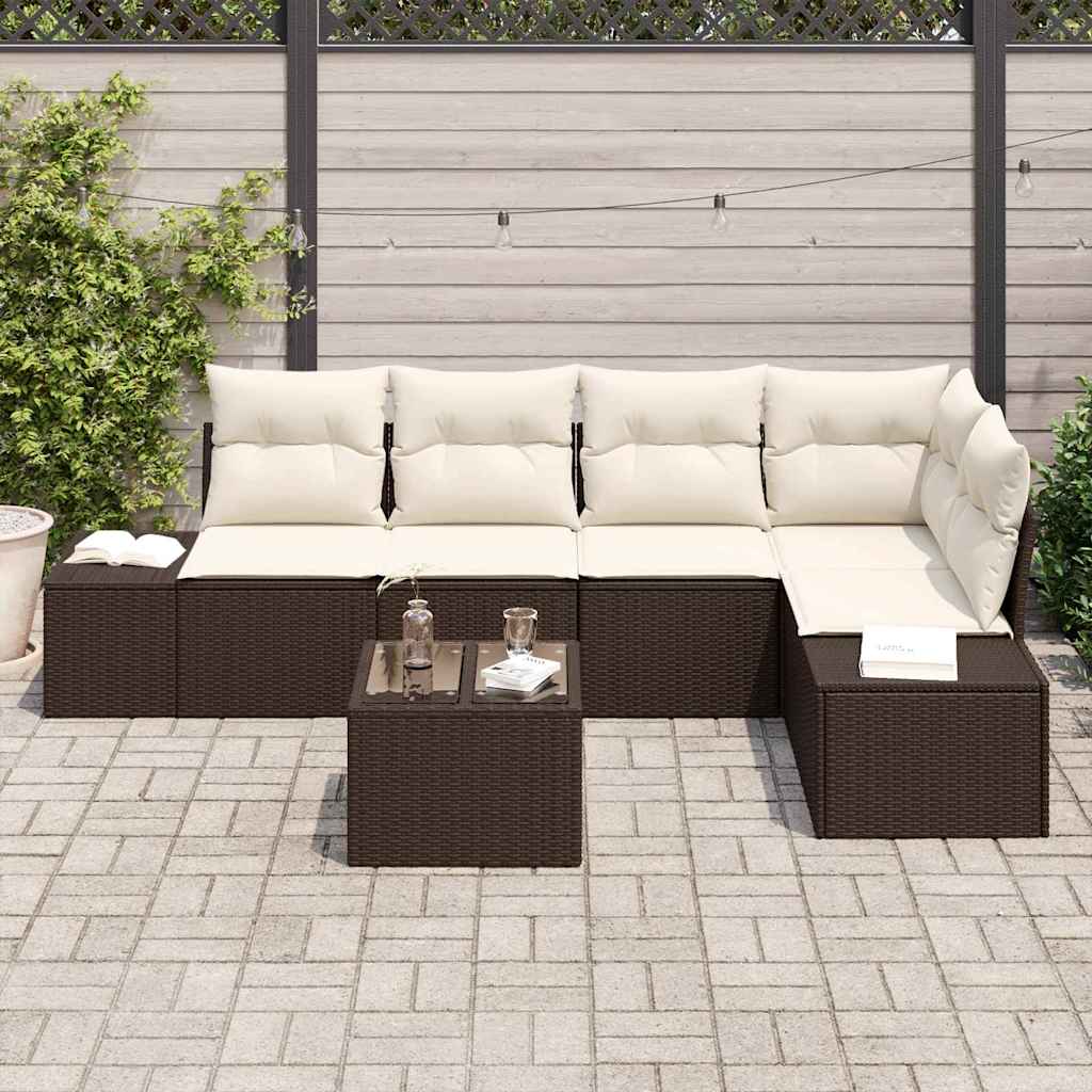 Gartensofa-set 6 pcs Braun Poly-Rattan