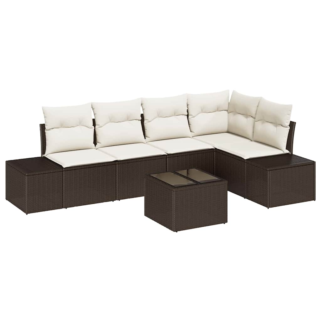Gartensofa-set 6 pcs Braun Poly-Rattan