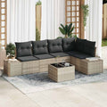 Gartensofa-set 6 pcs Hellgrau Poly-Rattan