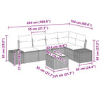 Gartensofa-set 6 pcs Hellgrau Poly-Rattan