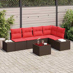 Gartensofa-set mit Kissen 6 pcs Braun Poly-Rattan
