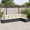 Gartensofa-set mit Kissen 6 pcs Schwarz und Creme Poly-Rattan
