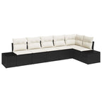 Gartensofa-set mit Kissen 6 pcs Schwarz und Creme Poly-Rattan