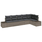 Gartensofa-set mit Kissen 6 pcs Grau Poly-Rattan