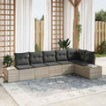 Gartensofa-set mit Kissen 6 pcs Hellgrau Poly-Rattan