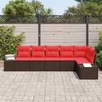 Gartensofa-set mit Kissen 6 pcs Braun Poly-Rattan
