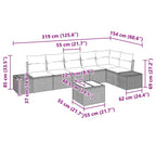 Gartensofa-set mit Kissen 7 pcs Beige und Grau Poly-Rattan