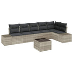 Gartensofa-set mit Kissen 7 pcs Hellgrau Poly-Rattan
