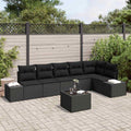 Gartensofa-set mit Kissen 7 pcs Schwarz Poly-Rattan