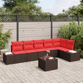 Gartensofa-set mit Kissen 7 pcs Braun Poly-Rattan