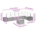 Gartensofa-set mit Kissen 7 pcs Braun Poly-Rattan