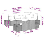 Gartensofa-set mit Kissen 7 pcs Braun und Creme Poly-Rattan