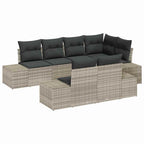 Gartensofa-set mit Kissen 7 pcs Hellgrau Poly-Rattan