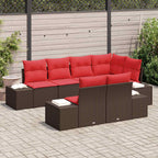 Gartensofa-set mit Kissen 7 pcs Braun Poly-Rattan