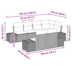 Gartensofa-set mit Kissen 7 pcs Braun Poly-Rattan
