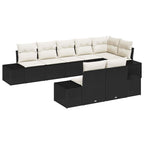 Gartensofa-set mit Kissen 8 pcs Schwarz und Creme Poly-Rattan