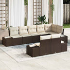Gartensofa-set mit Kissen 8 pcs Braun und Creme Poly-Rattan