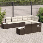 Gartensofa-set mit Kissen 8 pcs Braun und Creme Poly-Rattan