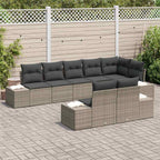 Gartensofa-set mit Kissen 8 pcs Grau Poly-Rattan