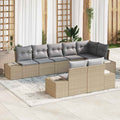 Gartensofa-set mit Kissen 8 pcs Beige und Grau Poly-Rattan