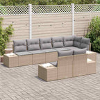Gartensofa-set mit Kissen 8 pcs Beige und Grau Poly-Rattan