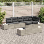 Gartensofa-set mit Kissen 8 pcs Hellgrau Poly-Rattan