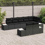Gartensofa-set mit Kissen 8 pcs Schwarz Poly-Rattan