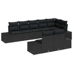 Gartensofa-set mit Kissen 8 pcs Schwarz Poly-Rattan