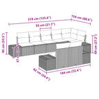 Gartensofa-set mit Kissen 8 pcs Braun Poly-Rattan