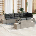 Gartensofa-set mit Kissen 9 pcs Hellgrau Poly-Rattan
