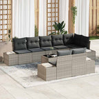 Gartensofa-set mit Kissen 9 pcs Hellgrau Poly-Rattan