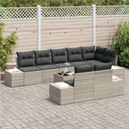 Gartensofa-set mit Kissen 9 pcs Hellgrau Poly-Rattan