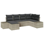 Gartensofa-set mit Kissen 6 pcs Hellgrau Poly-Rattan