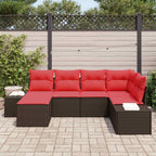 Gartensofa-set mit Kissen 6 pcs Braun Poly-Rattan