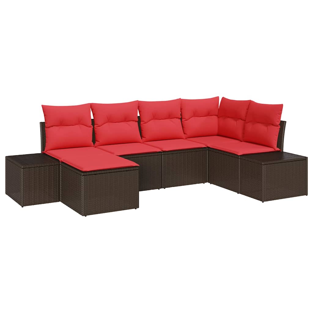 Gartensofa-set mit Kissen 6 pcs Braun Poly-Rattan