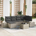 Gartensofa-set mit Kissen 7 pcs Hellgrau Poly-Rattan