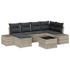 Gartensofa-set mit Kissen 7 pcs Hellgrau Poly-Rattan