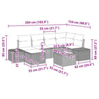 Gartensofa-set mit Kissen 7 pcs Schwarz Poly-Rattan