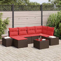 Gartensofa-set mit Kissen 7 pcs Braun Poly-Rattan
