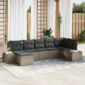 Gartensofa-set mit Kissen 7 pcs Grau Poly-Rattan