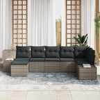 Gartensofa-set mit Kissen 7 pcs Grau Poly-Rattan