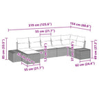 Gartensofa-set mit Kissen 7 pcs Beige Poly-Rattan