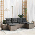Gartensofa-set mit Kissen 6 pcs Grau Poly-Rattan