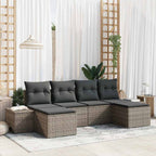 Gartensofa-set mit Kissen 6 pcs Grau Poly-Rattan