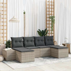 Gartensofa-set mit Kissen 6 pcs Hellgrau Poly-Rattan