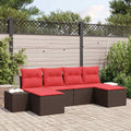 Gartensofa-set mit Kissen 6 pcs Braun Poly-Rattan