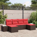 Gartensofa-set mit Kissen 6 pcs Braun Poly-Rattan
