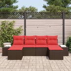 Gartensofa-set mit Kissen 6 pcs Braun Poly-Rattan